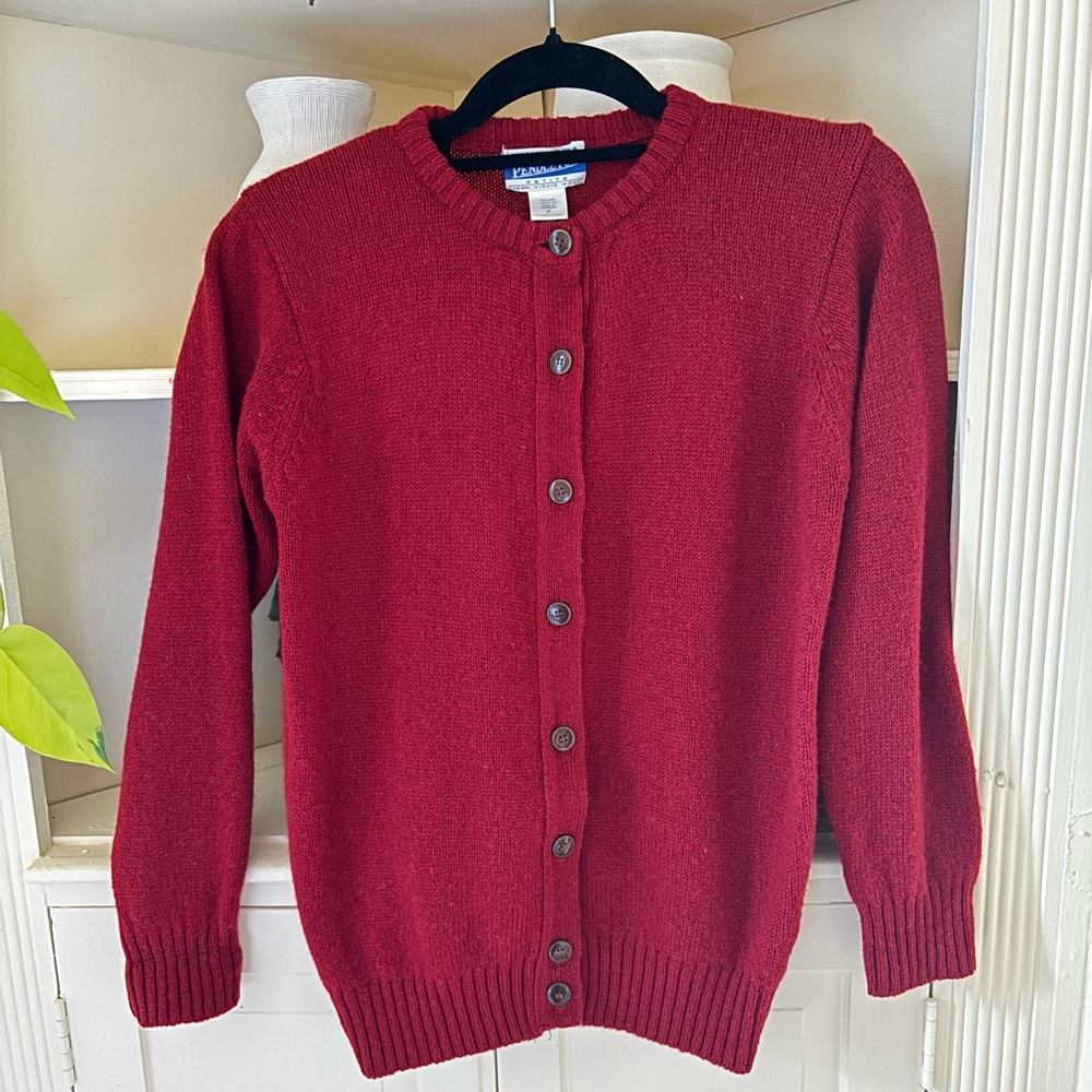 Pendleton Vintage 100 Percent Wool Red Cardigan